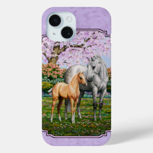 Quarter Horse Mare and Foal Purple iPhone 15 Case