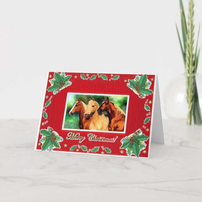 Quarter Horse Portrait Blank Christmas Card (Front)