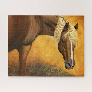 Quarter Horse With Golden Mane, Acrylic Painting Jigsaw Puzzle