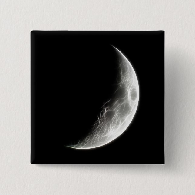 Quarter Moon Lunar Planet Globe 2 Inch Square Button (Front)