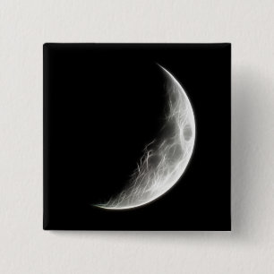 Quarter Moon Lunar Planet Globe 2 Inch Square Button