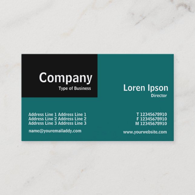 Quarter Patch - Black and Teal (006666) Business Card (Front)