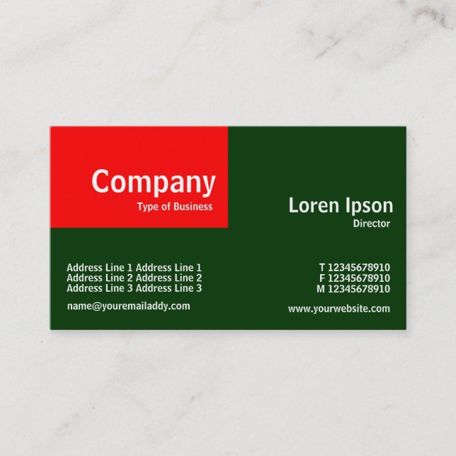Quarter Patch - Red and Dark Green (003300) Business Card (Front)