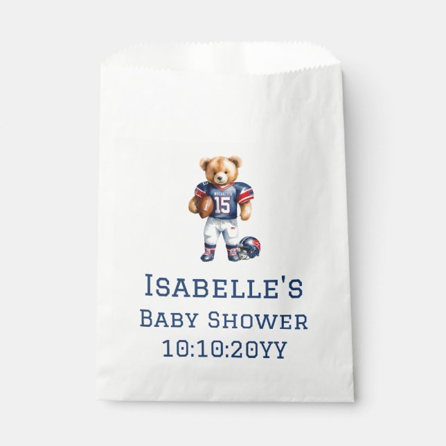 Quarterback Football Teddy Bear Baby Shower  Favour Bag (Front)