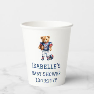 Quarterback Football Teddy Bear Baby Shower  Paper Cups