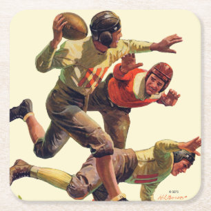 Quarterback Pass Square Paper Coaster