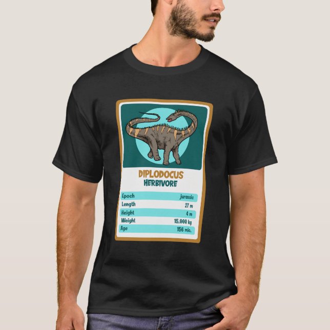 Quartet Card Diplodocus Dinosaur Fact T-Shirt (Front)