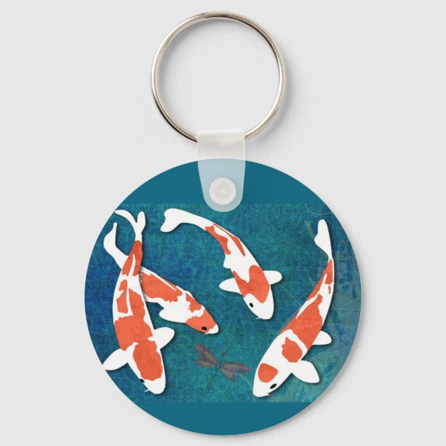 Quartet of Orange & White Kohaku Koi Keychain (Front)