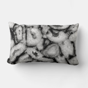 Quartz Agate Geode Black White gemstones  Lumbar Pillow