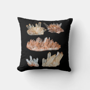 Quartz crystals gemstone rocks geology picture throw pillow