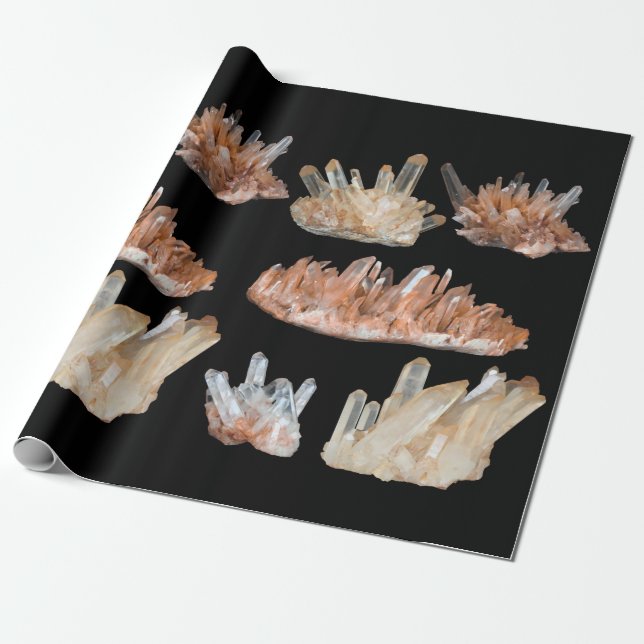 Quartz crystals gemstone rocks geology picture wrapping paper (Unrolled)
