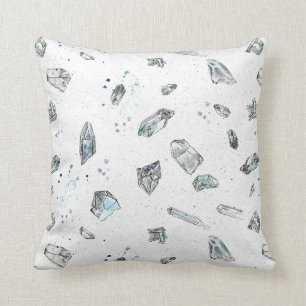 Quartz Crystals Rocks Geology Illustration Throw Pillow