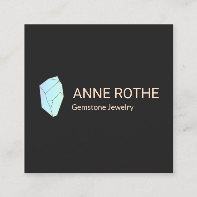 Quartz Gemstone Crystal Healer Jewellery Designer Square Business Card (Front)