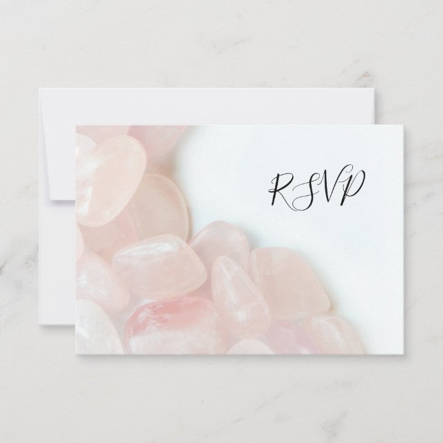 Quartz rose sur la carte de réponse RSVP de mariag (Devant)