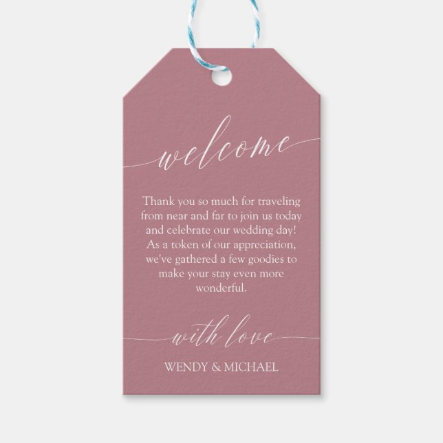 Quartz & White Wedding Welcome Gift Tags (Front)