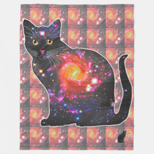 Quasar Space In Cat Fleece Blanket