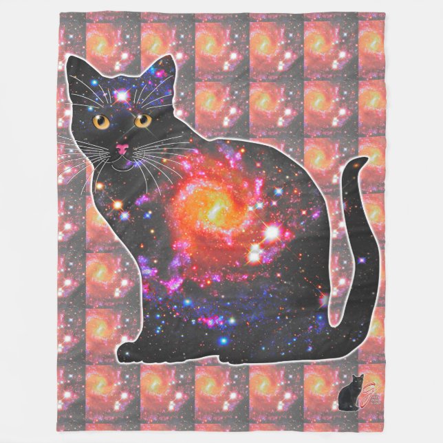 Quasar Space In Cat Fleece Blanket (Front)