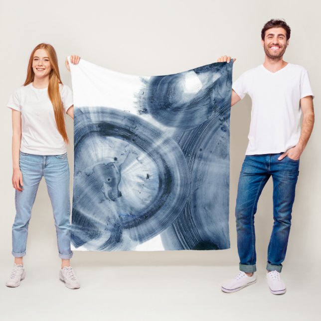 Quasars - Inky Blue Circles Fleece Blanket (In Situ)