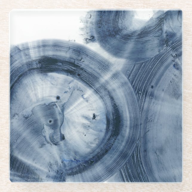 Quasars - Inky Blue Circles Glass Coaster (Front)
