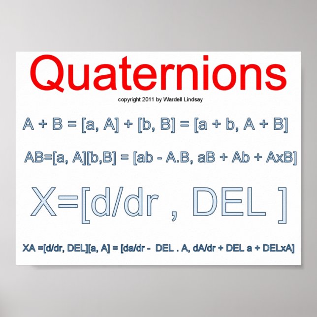 Quaternion Mathematics Poster (Front)