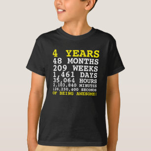Quatre 4 ans d'être génial 4e anniversaire T-shirt
