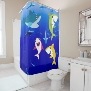 Quatre Baby Sharks Douche rideau