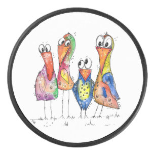 Quatre Beaux Oiseaux Whimsical Colorés