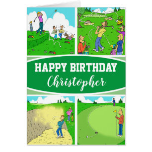 Quatre caricatures amusantes de Golfeur