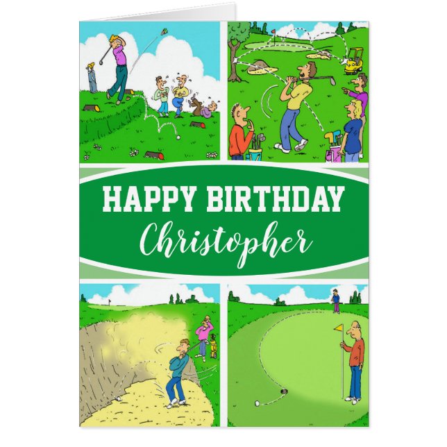 Quatre caricatures amusantes de Golfeur (Devant)