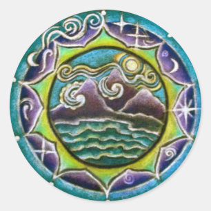 Quatre éléments Mandala Sticker terre, eau, feu,