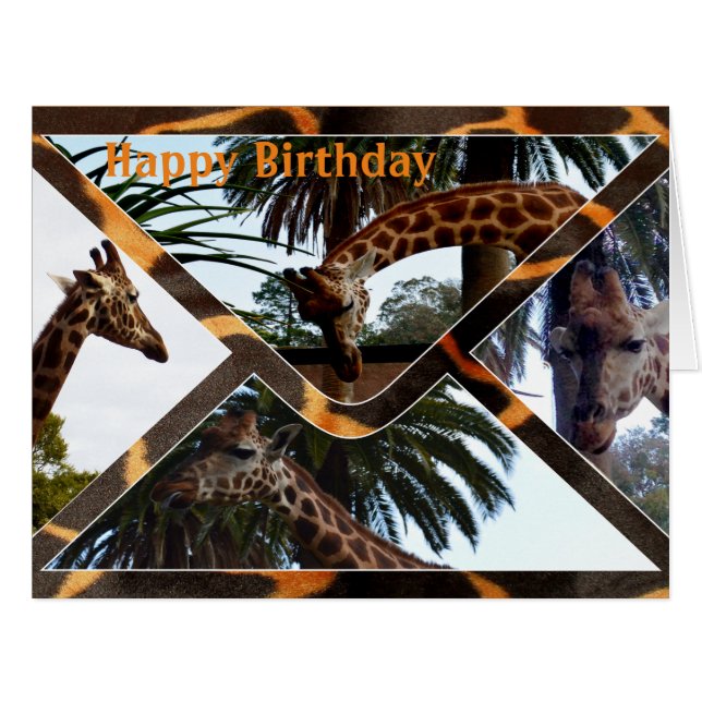 Quatre Giraffes Sur Une Enveloppe De Giraffe, Cart (Devant horizontal)