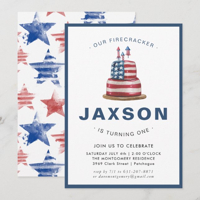 quatre juillet | Invitation de fête d'anniversaire (Devant / Derrière)
