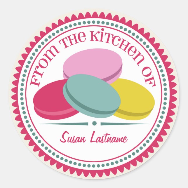 Quatre Macarons français Étiquette de cuisine pers (Devant)