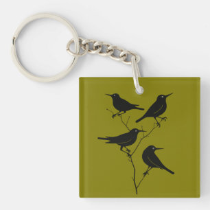 Quatre oiseaux chanteurs Rétro découpage milieu du