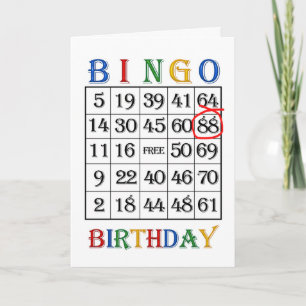 quatre-vingt-dix-huitième Carte de bingo-test