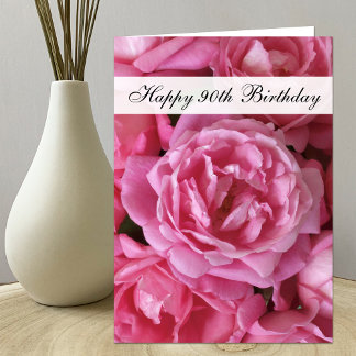 quatre-vingt-dixième Carte d'anniversaire - roses