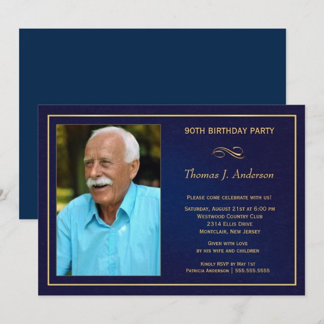 quatre-vingt-dixième Des invitations de fête (Devant / Derrière)