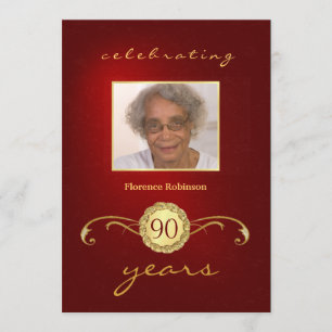 quatre-vingt-dixième Invitations d'anniversaire -