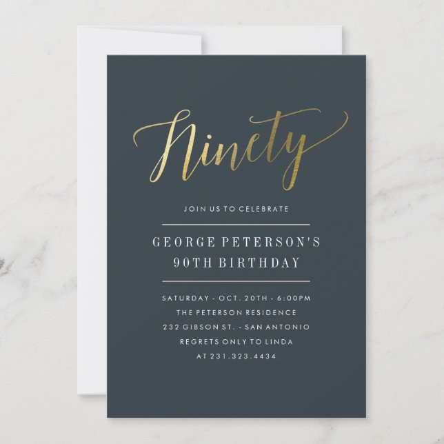Quatre-vingt-dixième invitations modernes (Devant)