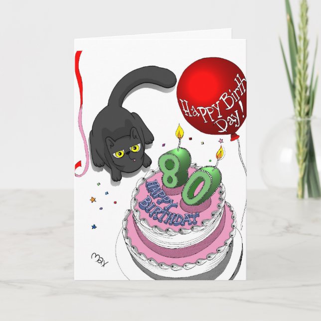 Quatre-vingtième carte d'anniversaire d'onyx (Devant)