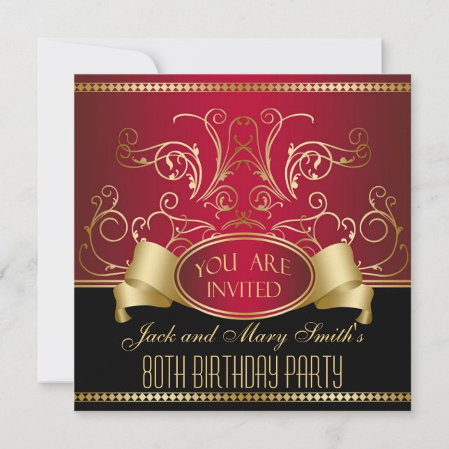 Quatre-vingtième invitation customisée de fête (Devant)