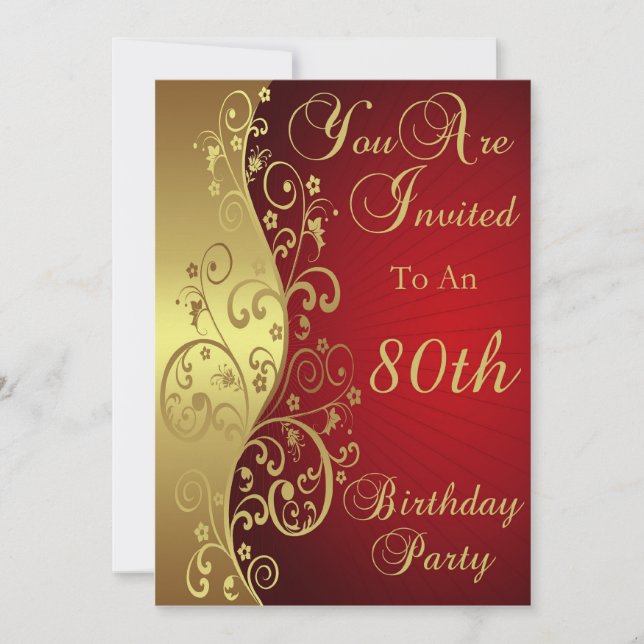 Quatre-vingtième invitation personnalisée de fête (Devant)