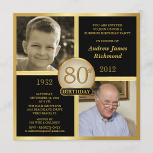 quatre-vingtième Invitations d'anniversaire puis