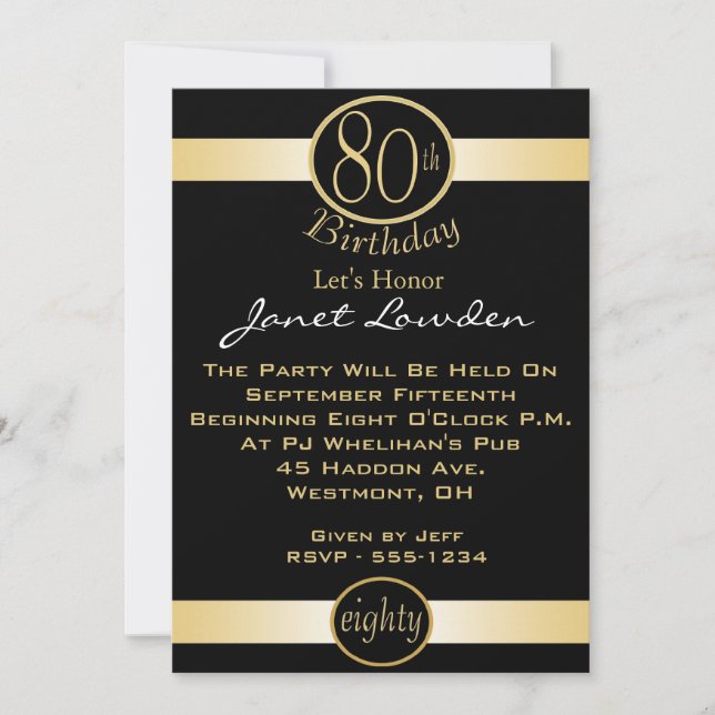 quatre-vingtième Invitations de fête (Devant)