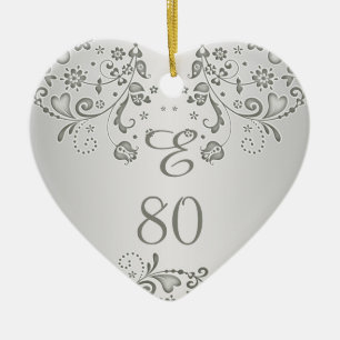 Quatre-vingtième ornement de coeur d'anniversaire