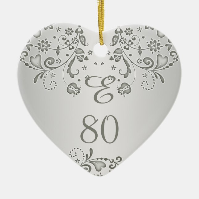 Quatre-vingtième ornement de coeur d'anniversaire (Devant)
