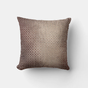Quatrefoil Art Deco Silver Brown Noir Glam Throw Pillow