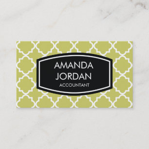 Quatrefoil Background Business Card - olive