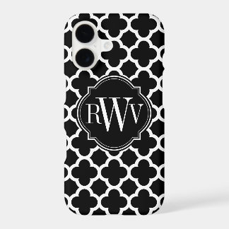 Quatrefoil Black and White Pattern Monogram