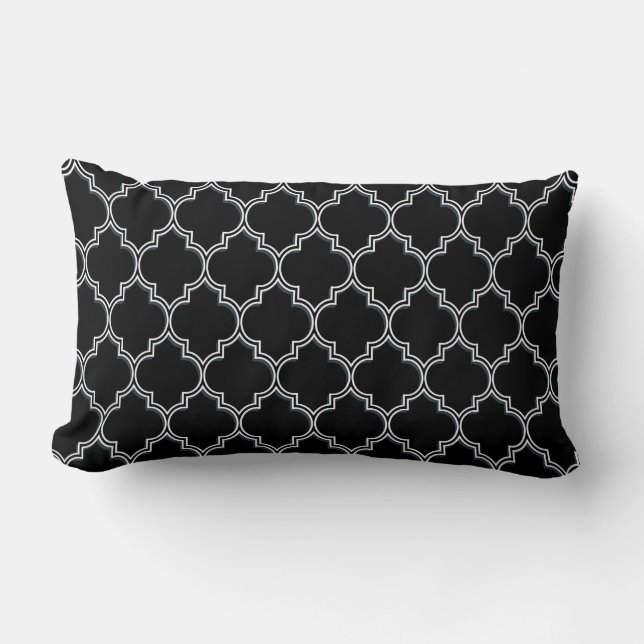 Quatrefoil Black White and Grey Pillows (Front)